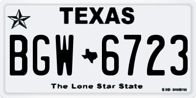 TX license plate BGW6723