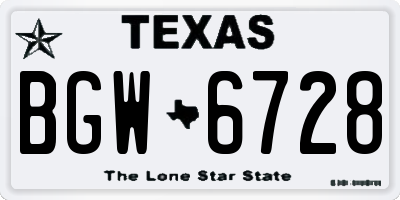 TX license plate BGW6728