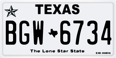 TX license plate BGW6734