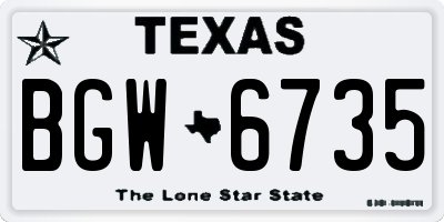 TX license plate BGW6735