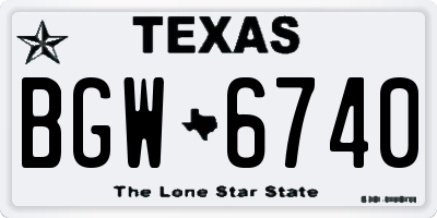 TX license plate BGW6740
