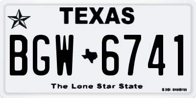 TX license plate BGW6741