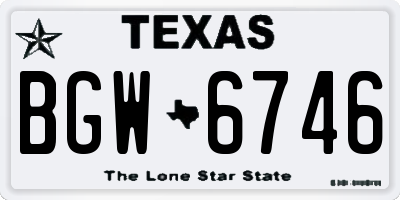 TX license plate BGW6746