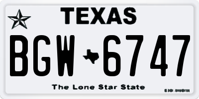 TX license plate BGW6747