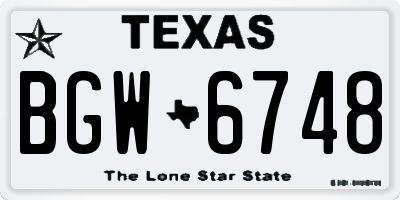 TX license plate BGW6748