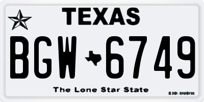 TX license plate BGW6749