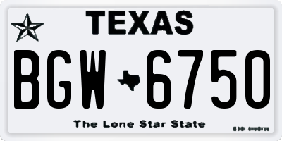 TX license plate BGW6750