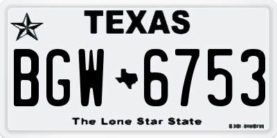TX license plate BGW6753