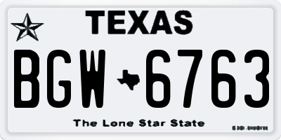 TX license plate BGW6763