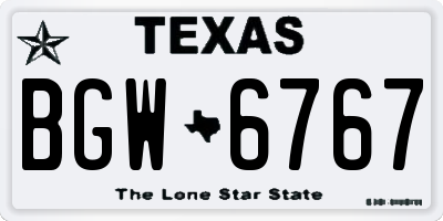 TX license plate BGW6767