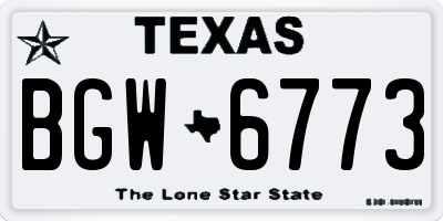 TX license plate BGW6773