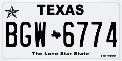 TX license plate BGW6774