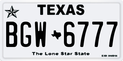 TX license plate BGW6777