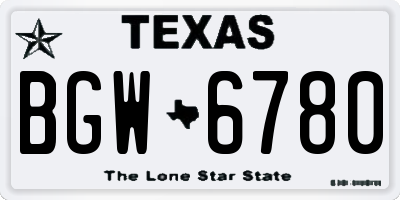 TX license plate BGW6780