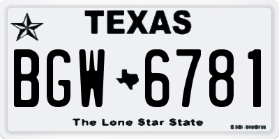 TX license plate BGW6781