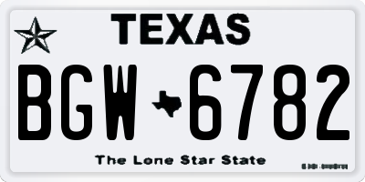 TX license plate BGW6782