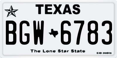 TX license plate BGW6783