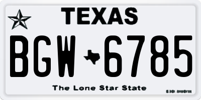 TX license plate BGW6785