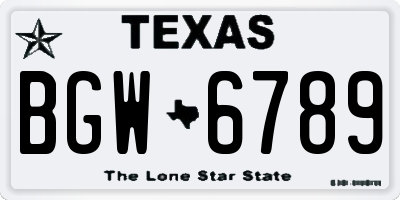 TX license plate BGW6789