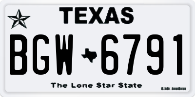 TX license plate BGW6791