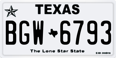 TX license plate BGW6793