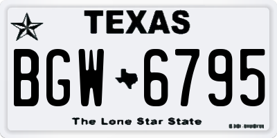 TX license plate BGW6795