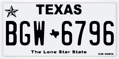 TX license plate BGW6796