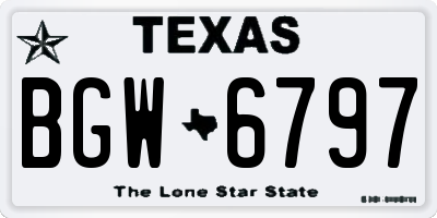 TX license plate BGW6797