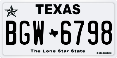 TX license plate BGW6798