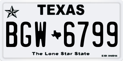TX license plate BGW6799