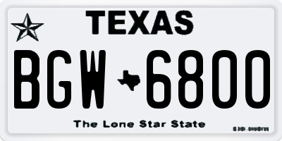 TX license plate BGW6800
