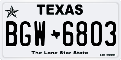 TX license plate BGW6803