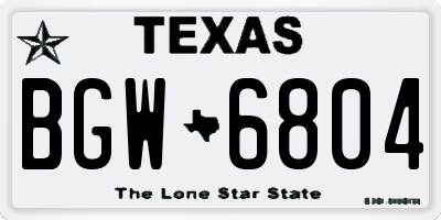 TX license plate BGW6804