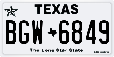 TX license plate BGW6849
