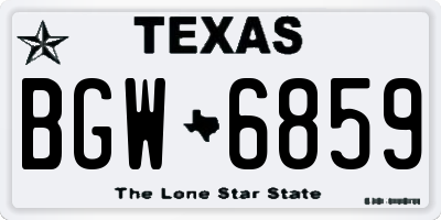 TX license plate BGW6859