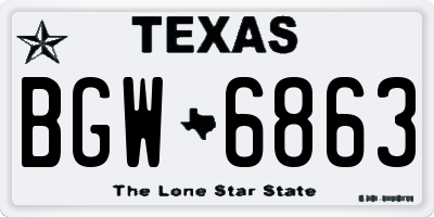 TX license plate BGW6863