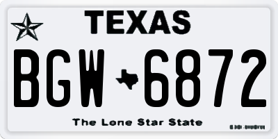 TX license plate BGW6872