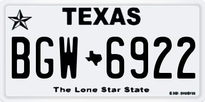 TX license plate BGW6922