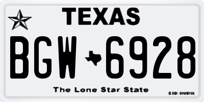 TX license plate BGW6928