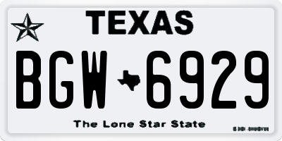 TX license plate BGW6929