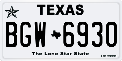 TX license plate BGW6930