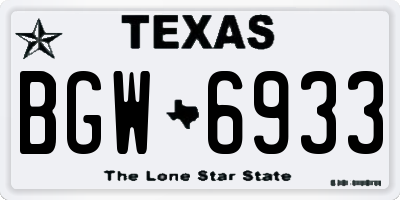 TX license plate BGW6933
