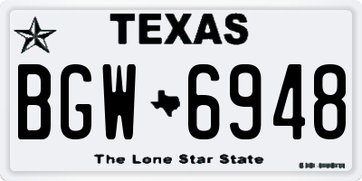 TX license plate BGW6948