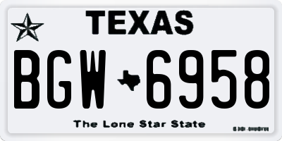 TX license plate BGW6958