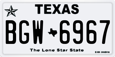 TX license plate BGW6967