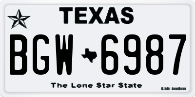 TX license plate BGW6987