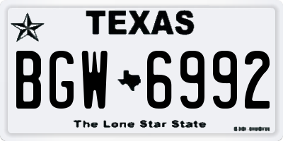 TX license plate BGW6992