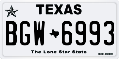 TX license plate BGW6993