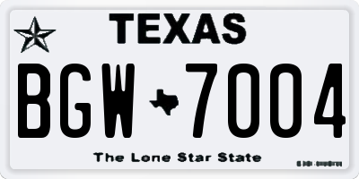 TX license plate BGW7004