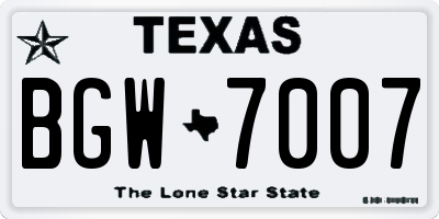 TX license plate BGW7007